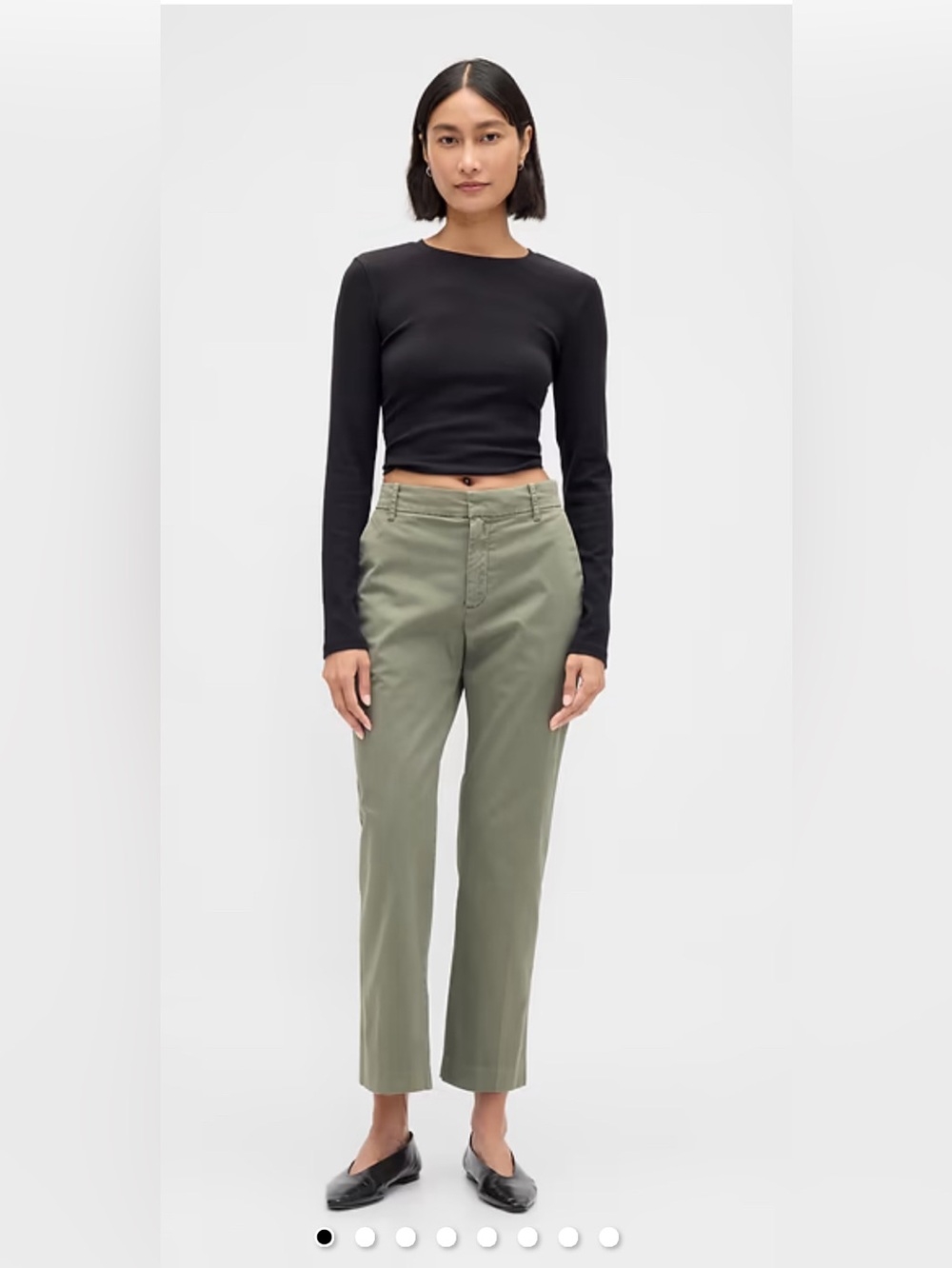 Gap Mid-Rise Cotton Chinos in Green Khaki, Size 12 F